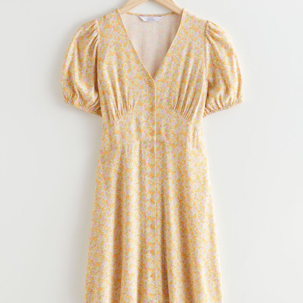 Floral Printed Buttoned Mini Dress from & Other Stories (Size 6)